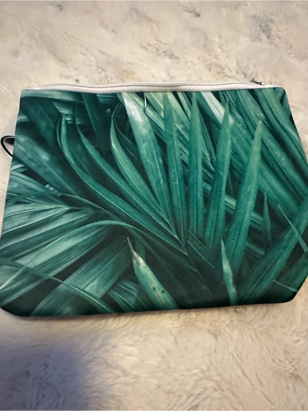 Tropical Green Leaf Print Zip Pouch